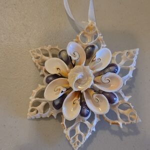 Seashell Star Ornament with Cream and Purple Accents